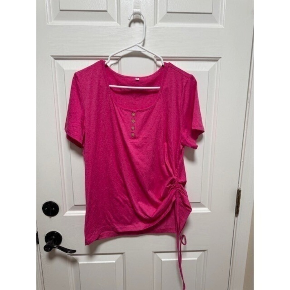 New unbranded Pink side cinch short sleeve t-shirt size XL
